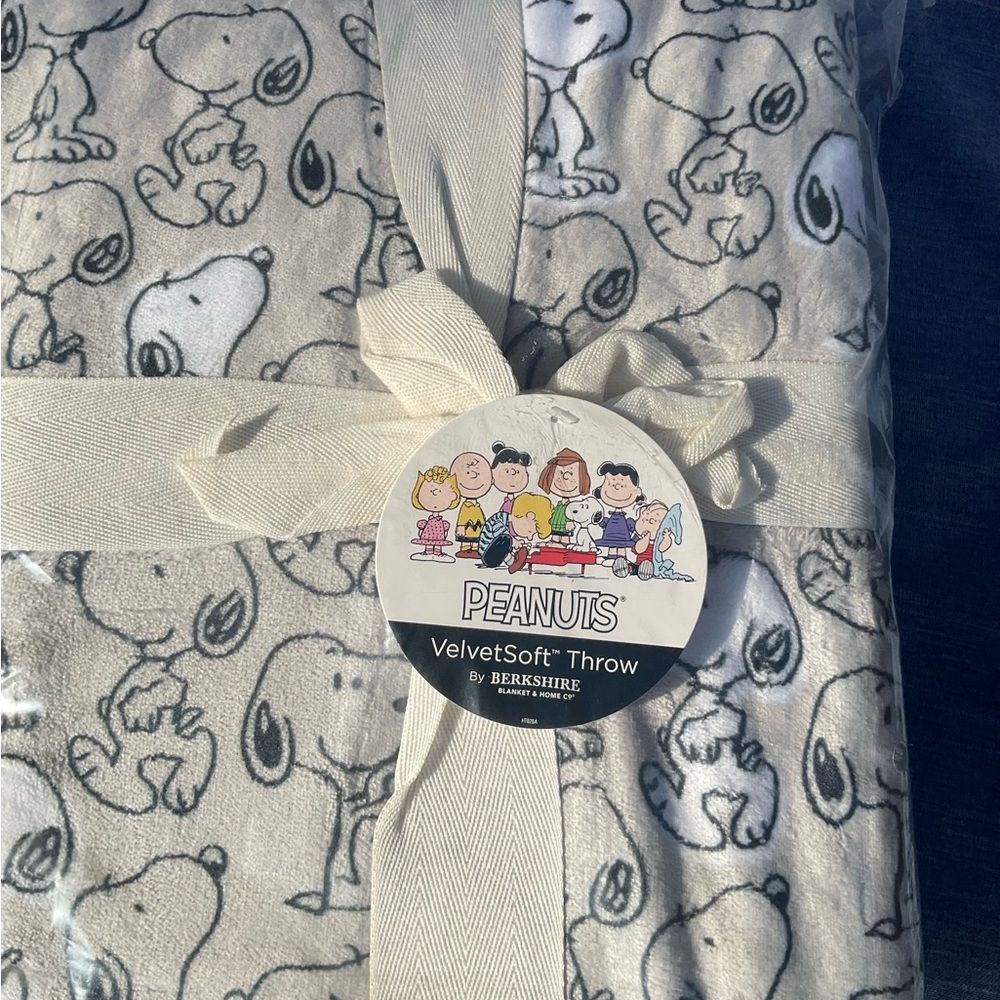 Snoopy Peanuts Grey SnoopyWalk Velvet Soft 55" x 70" Throw Blanket Berkshire NWT